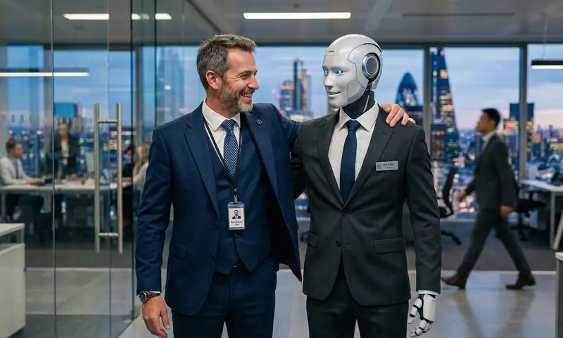 Businessman and android