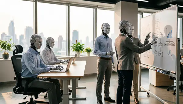 AI agents team in the office