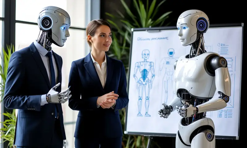 business professional and a humanoid AI