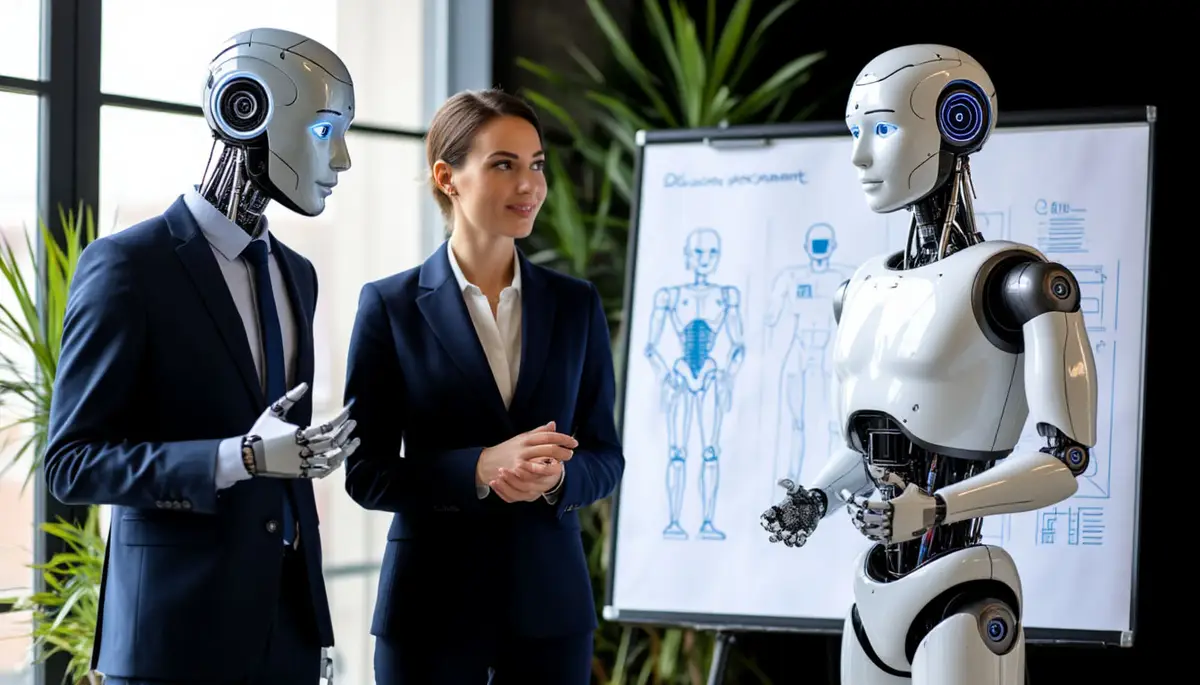 business professional and a humanoid AI