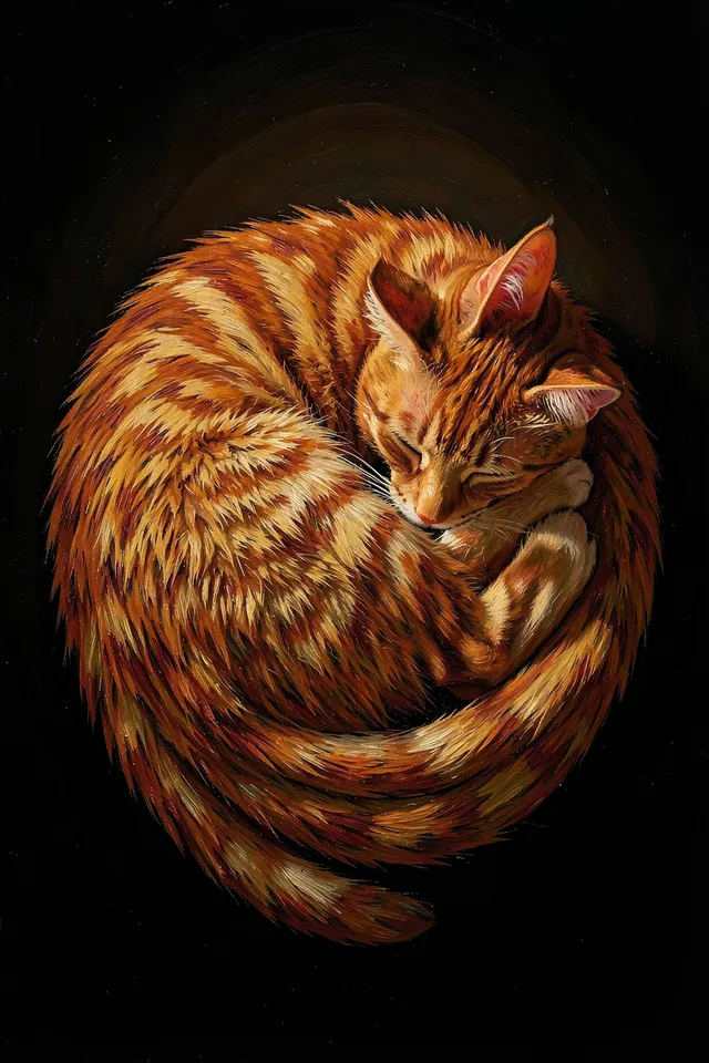 Рыжий кот спит