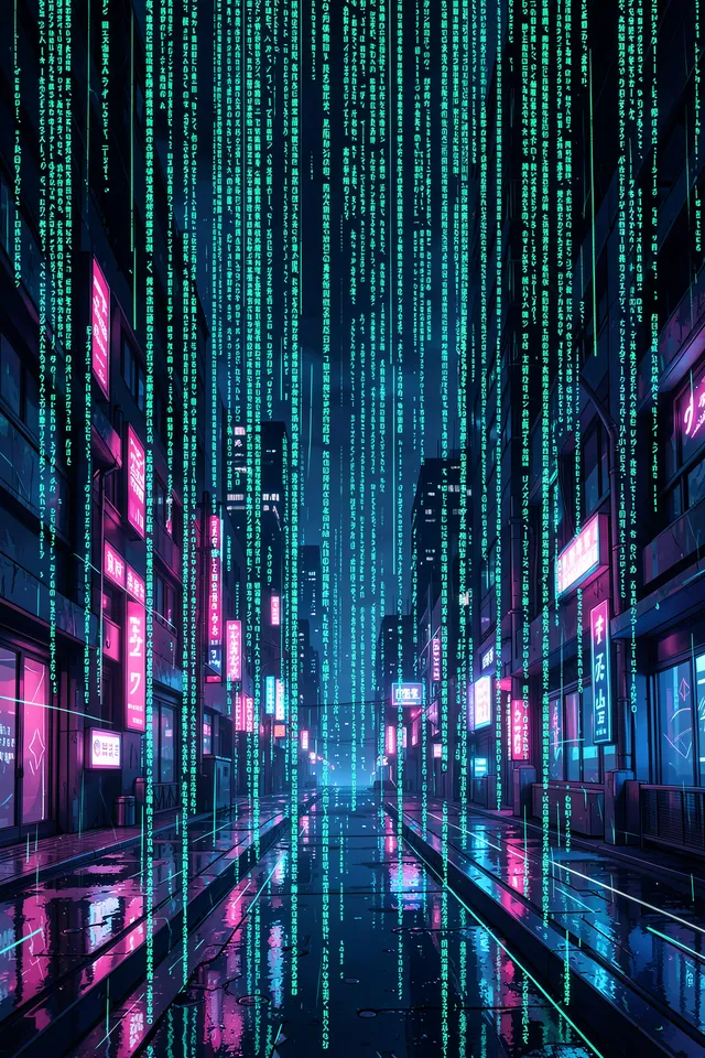 Цифровой неоновый дождь