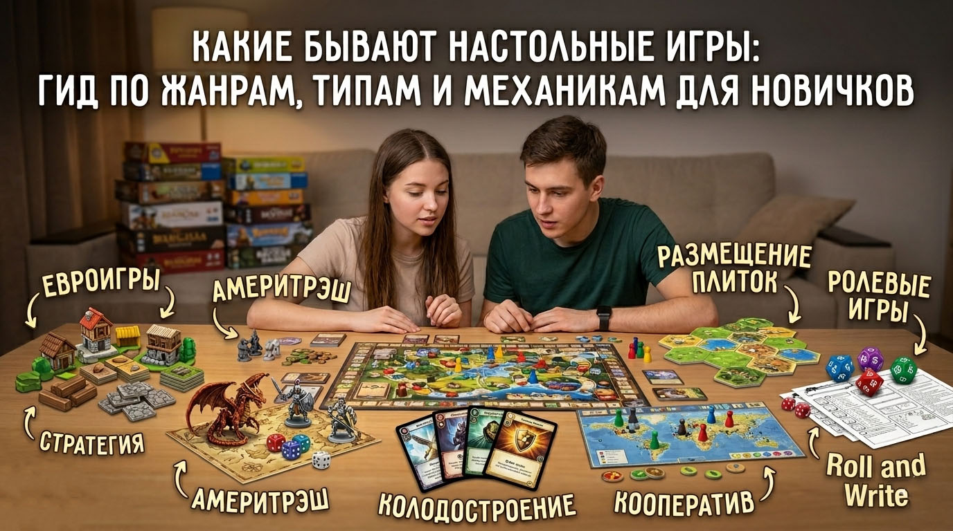Какие бывают настольные игры: гид по жанрам, типам и механикам для новичков