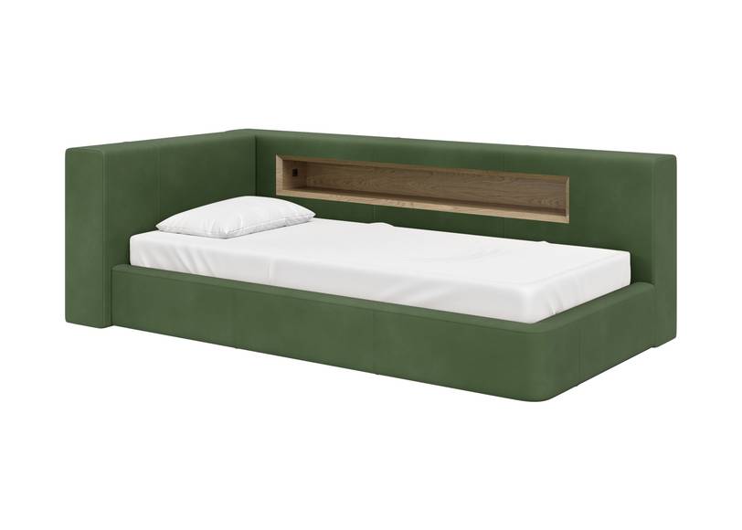 Диван-кровать Cube c нишей L (зелено-голубой FiberGuard) #1