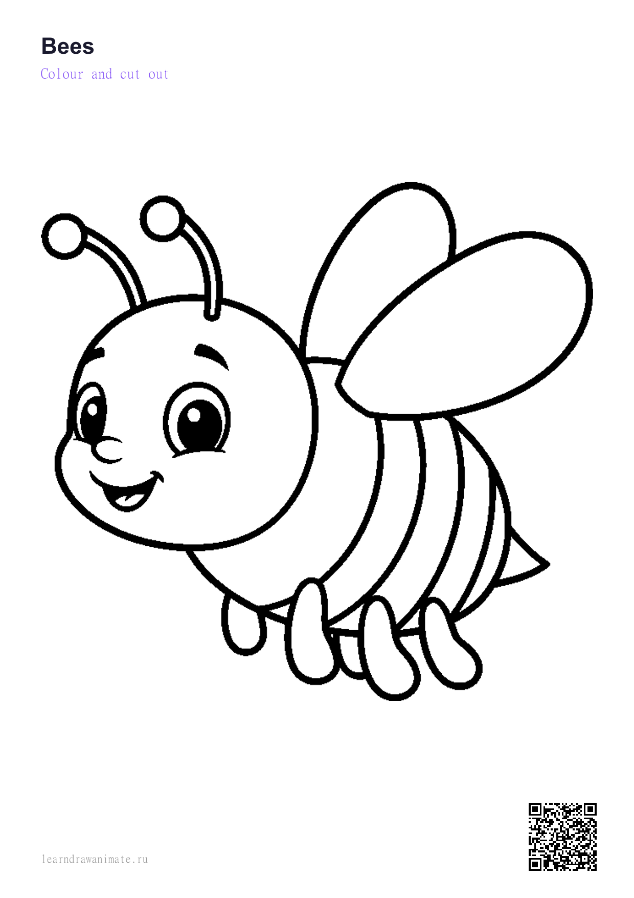 Раскраска пчела — bee coloring page