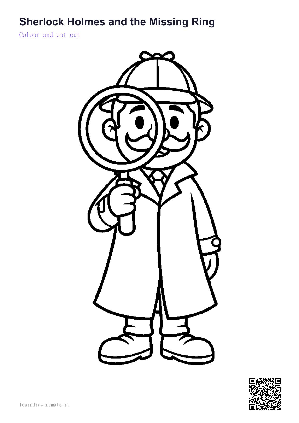 Раскраска сыщик, детектив — detective coloring page