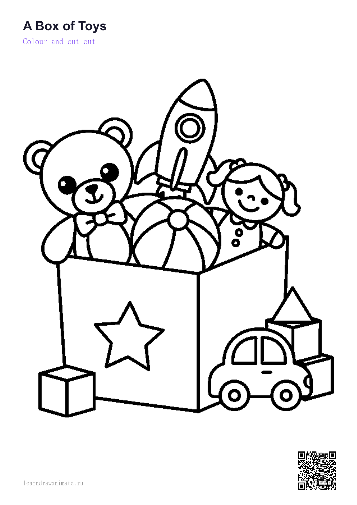 Раскраска ящик с игрушками — toy box coloring page