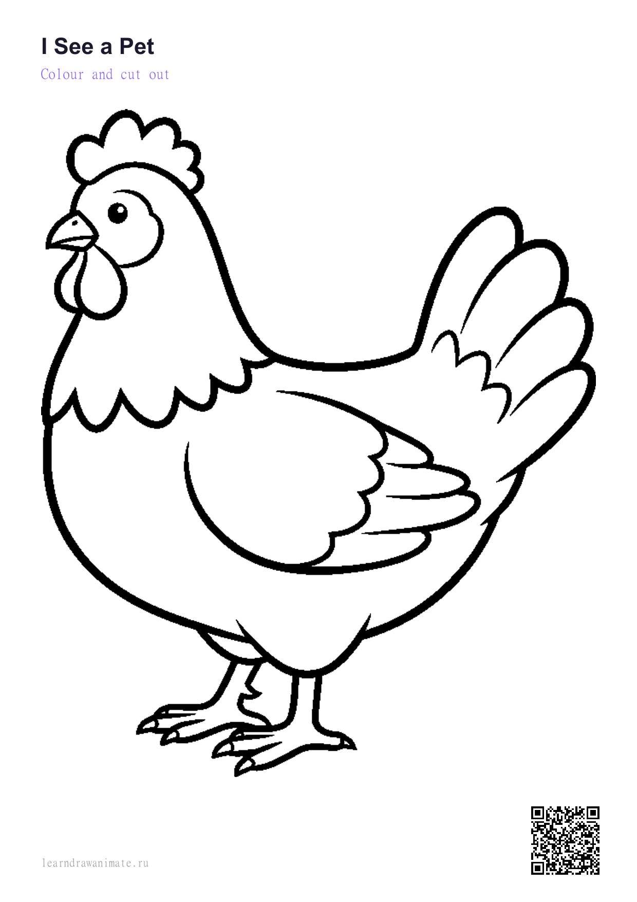 Раскраска курица — hen coloring page