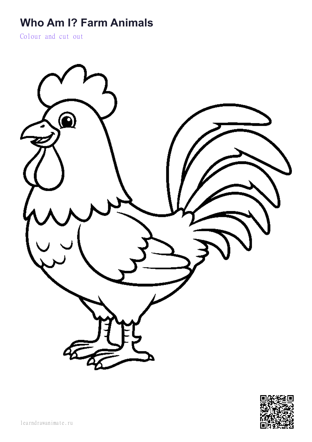 Раскраска петух — rooster coloring page