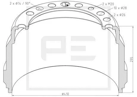 Барабан тормозной Volvo 1599011 PE AUTOMOTIVE 146.048-00A Барабан тормозной Volvo 1599011 PE AUTOMOTIVE 146.048-00A