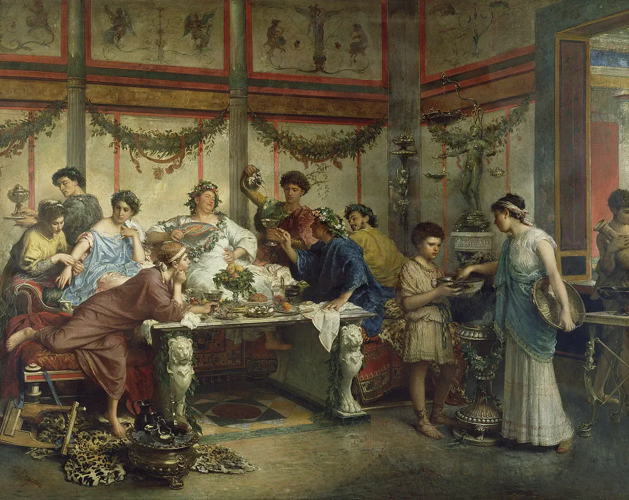 «Римский пир» (A Roman Feast) — картина итальянского художника Роберто Бомпиани (1821–1908)