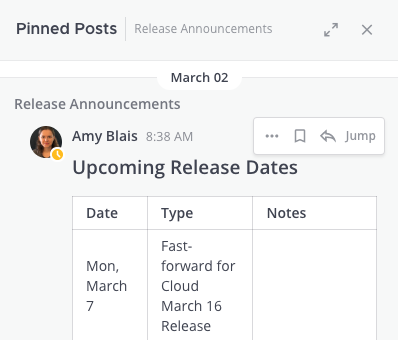 просмотр списка закрепленных сообщений