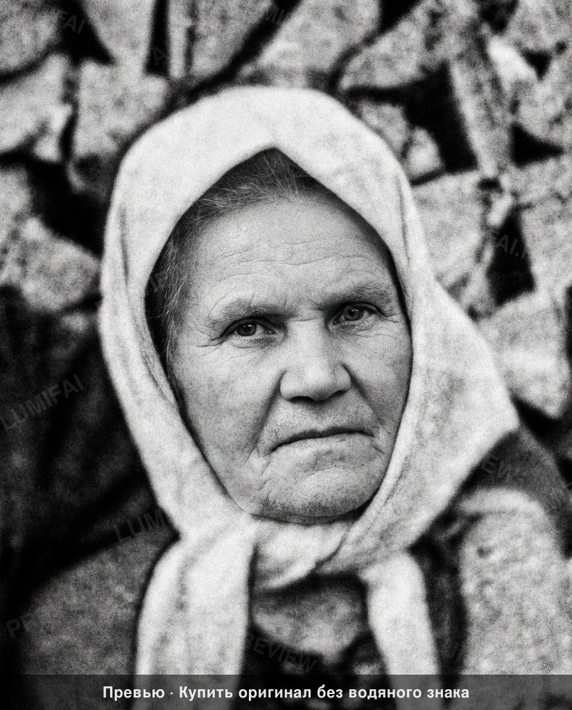 Промт для восстановления винтажного портрета пожилой женщины в HD