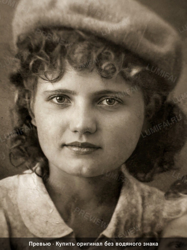 Промт для восстановления винтажного женского портрета 1930-х годов