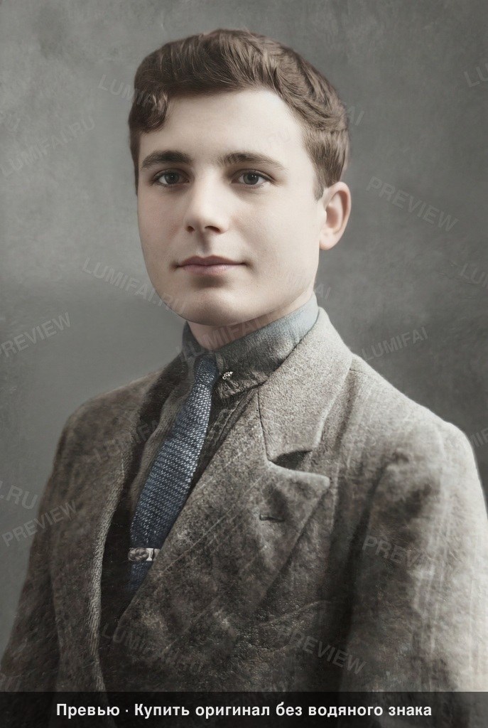 Промт для восстановления и реставрации старого мужского портрета