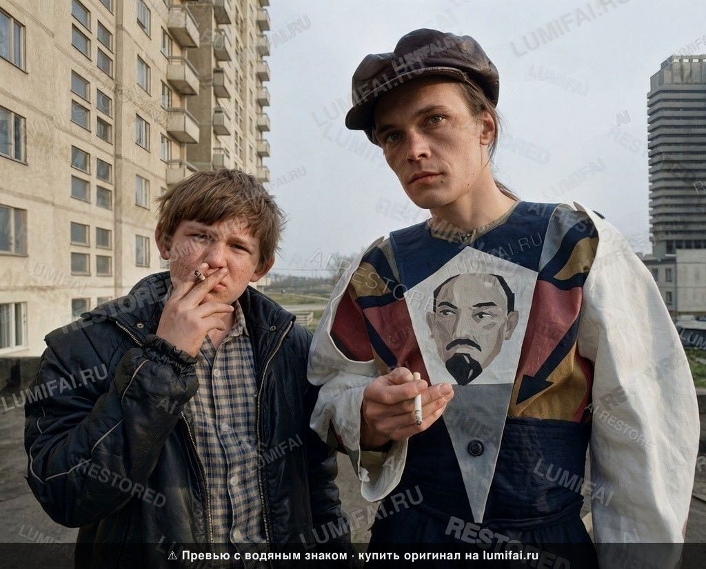 Промт для реставрации и колоризации парного городского фото за городом