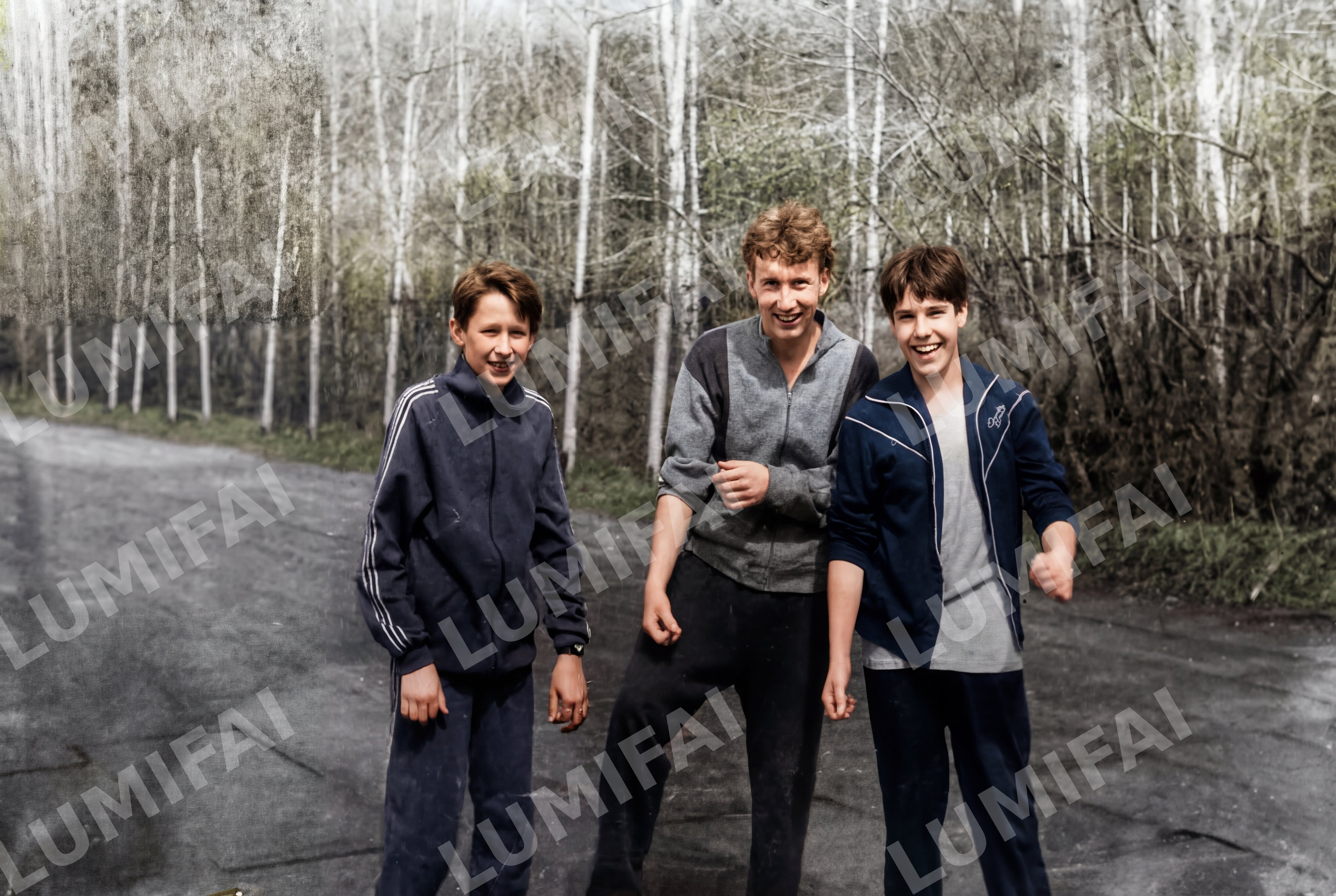 Промт для колоризации фото трех мальчиков советской эпохи 80-х