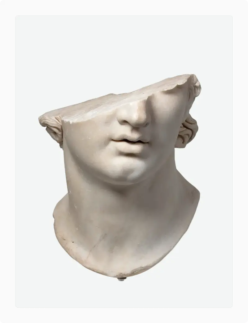 Greek marble head and shoulders sculpture used as a classical reference for sculpted facial structure