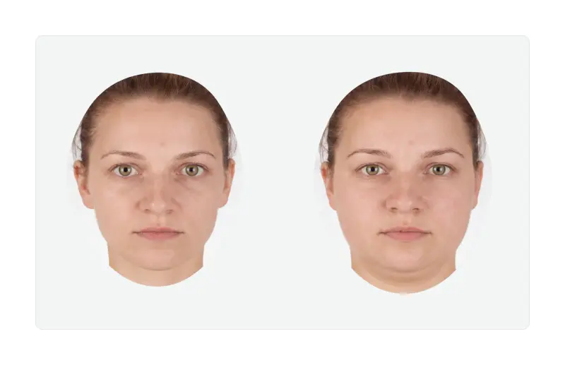 Two female portraits, one leaner and one heavier, used in cross-cultural adiposity preference studies