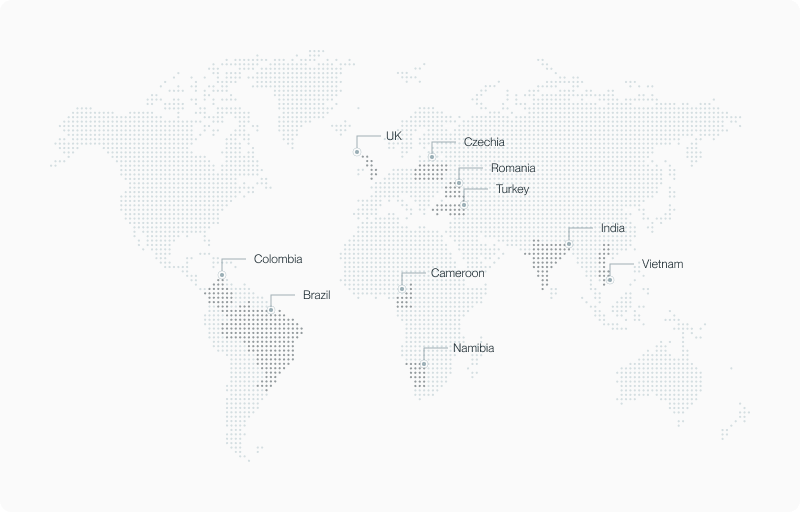Dotted world map showing where preferences for sexual dimorphism have been tested cross-culturally