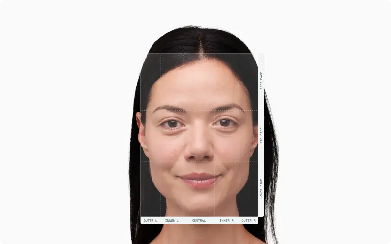 Two female portraits paired with the labels low symmetry high harmony and high symmetry low harmony