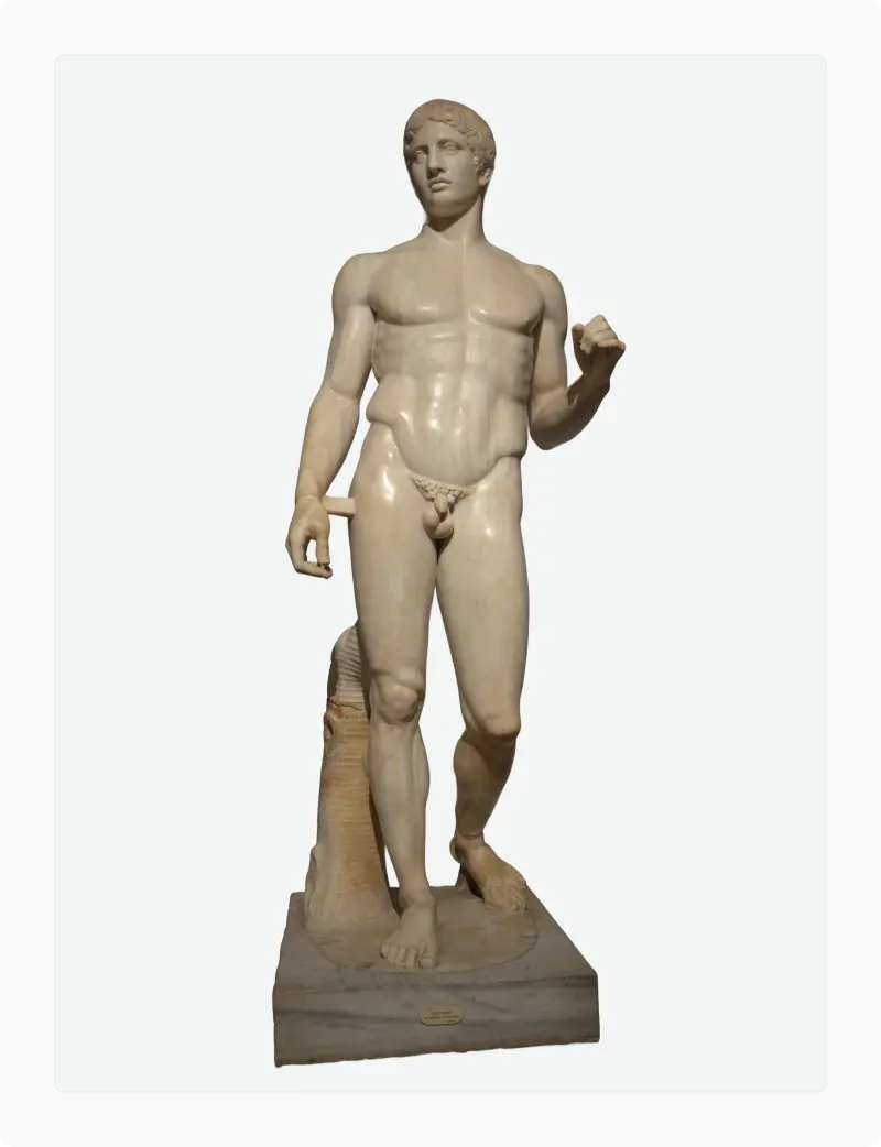 Marble statue of Polykleitos' Doryphoros, used as a classical reference for body canons