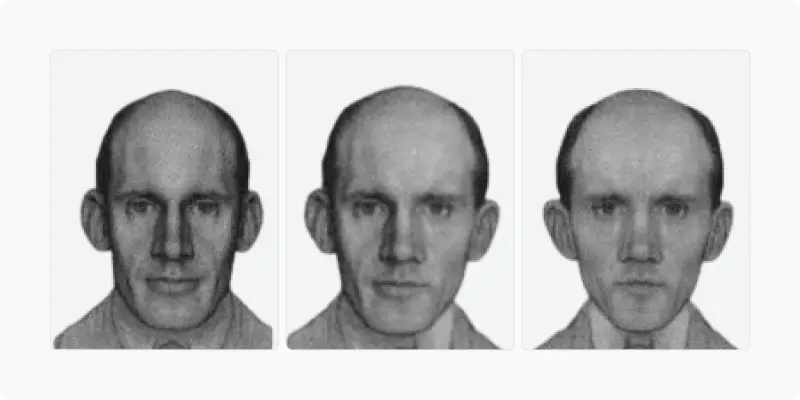 Two pairs of portraits showing original faces beside their symmetrically remapped versions