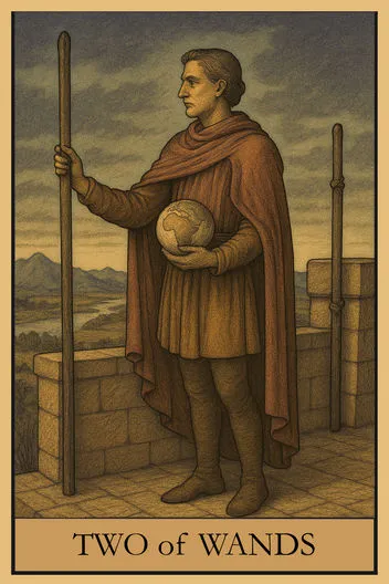 Карта Таро Двойка Жезлов