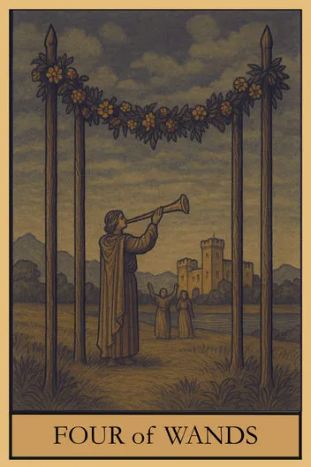 Карта Таро Четверка Жезлов