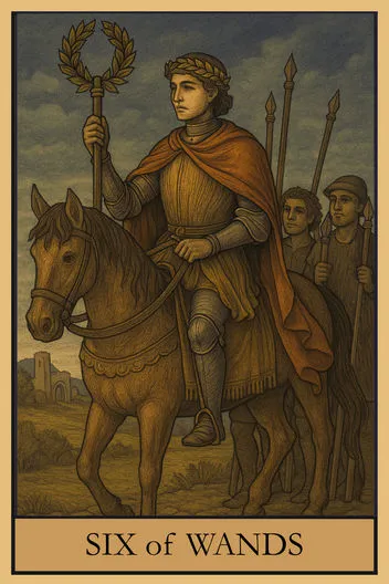 Карта Таро Шестерка Жезлов