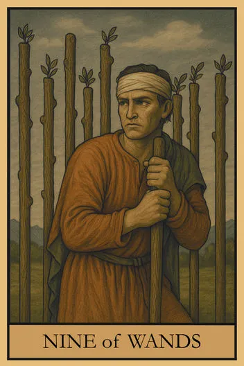 Карта Таро Девятка Жезлов
