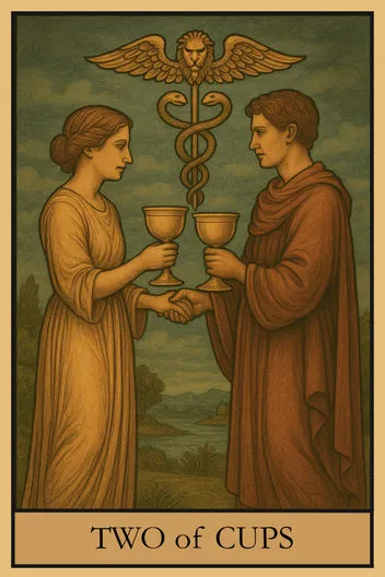 Карта Таро Двойка Кубков