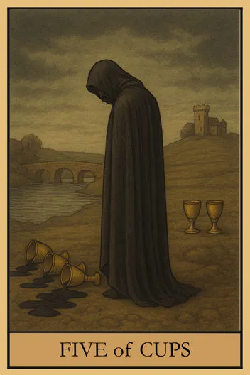 Карта Таро Пятерка Кубков