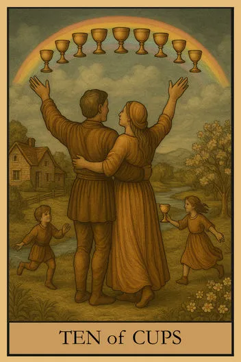 Карта Таро Десятка Кубков