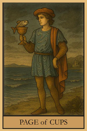 Карта Таро Паж Кубков
