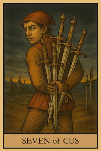 Карта Таро Семерка Мечей