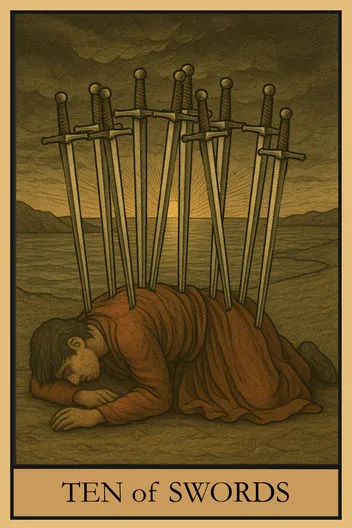 Карта Таро Десятка Мечей
