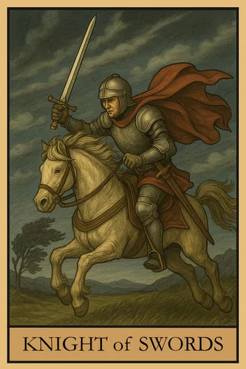 Карта Таро Рыцарь Мечей
