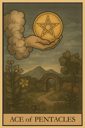 Карта Таро Туз Пентаклей