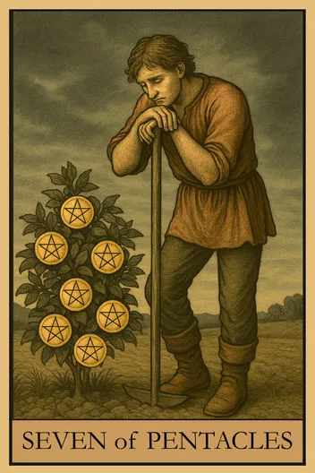 Карта Таро Семерка Пентаклей