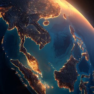 Земля в сумерках из космоса