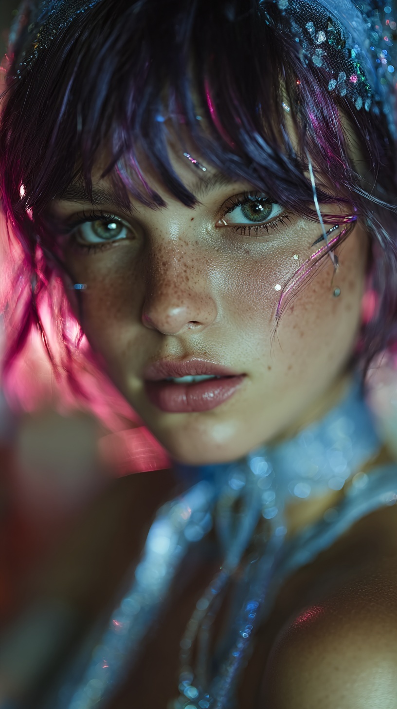 Пример генерации изображения в нейросети - Midjourney | Киберпанк-портрет девушки