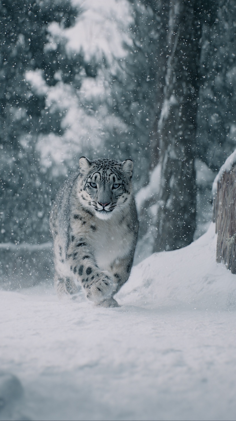 Пример генерации изображения в нейросети - Midjourney | Снежный барс в лесу