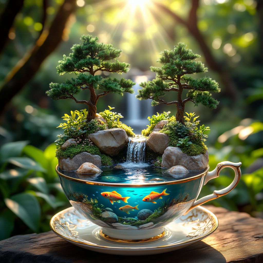 Пример генерации изображения в нейросети - Шедеврум | Чашечка морского кофе