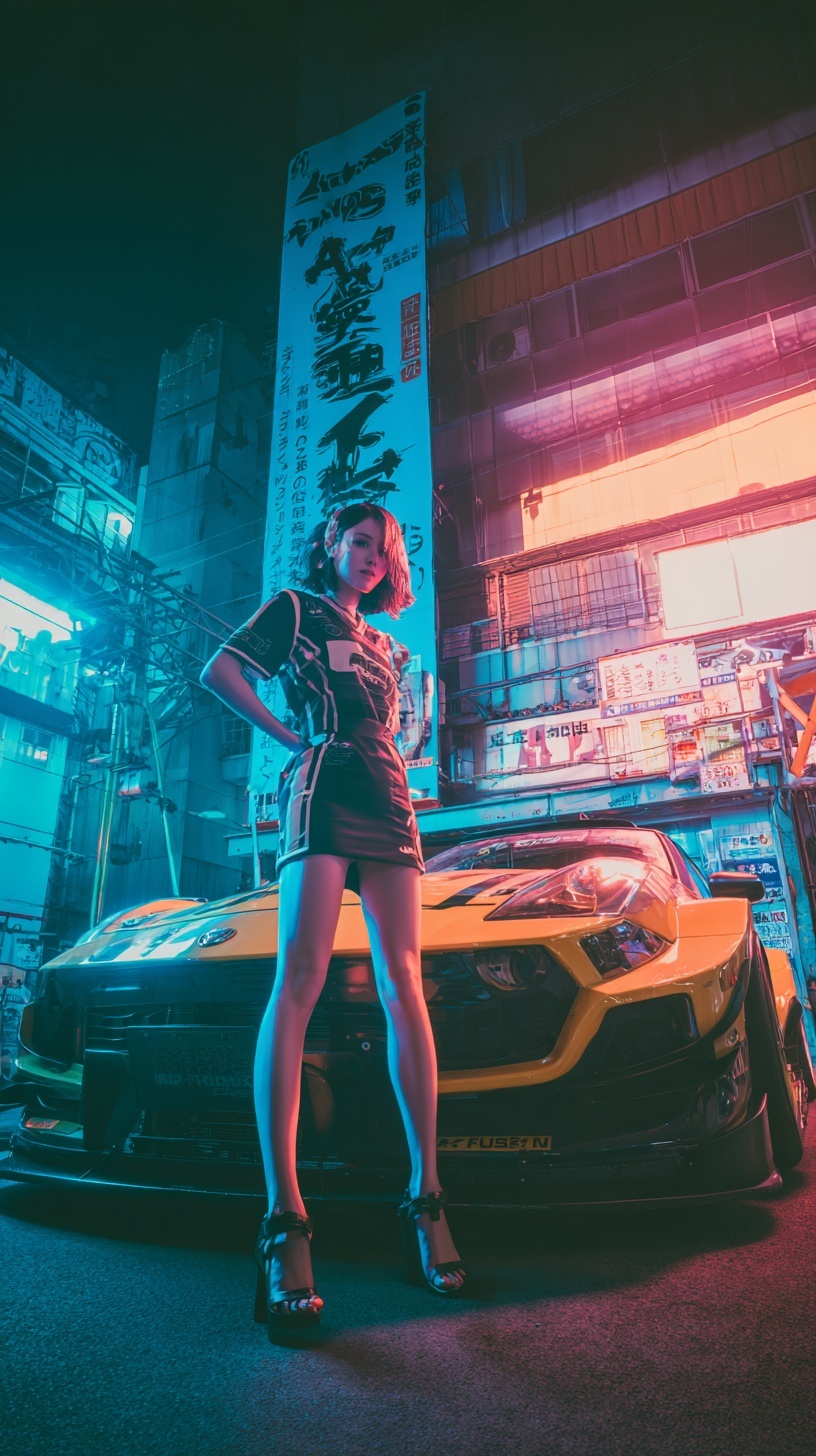 Пример генерации изображения в нейросети - Midjourney | Ночные гонки