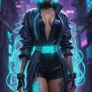 Неоновая кибер-жрица