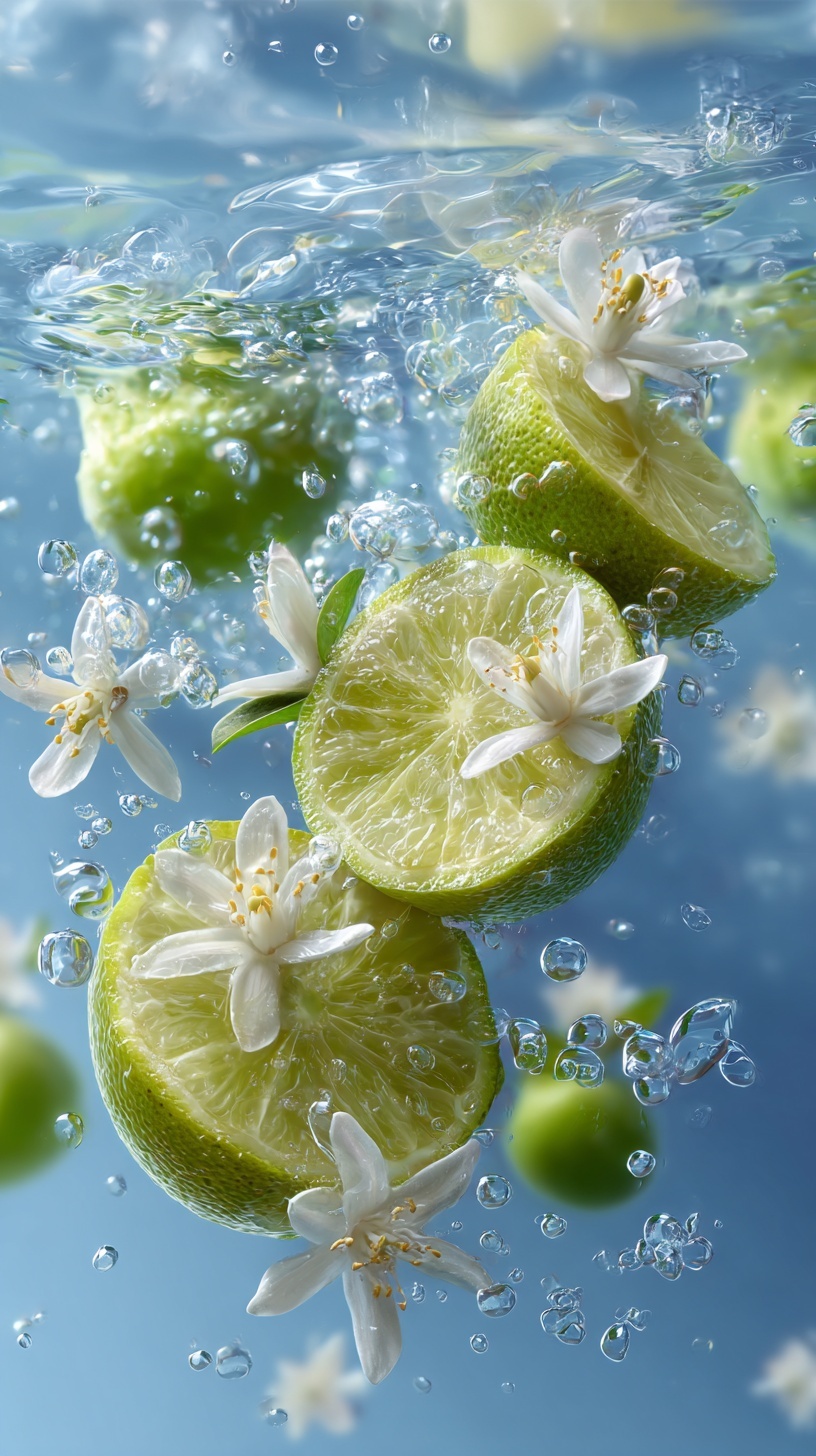 Пример генерации изображения в нейросети - Midjourney | Аква композиция свежести