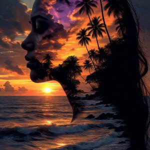 Богиня заката на побережье