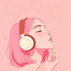 Девушка в наушниках - векторная иллюстрация