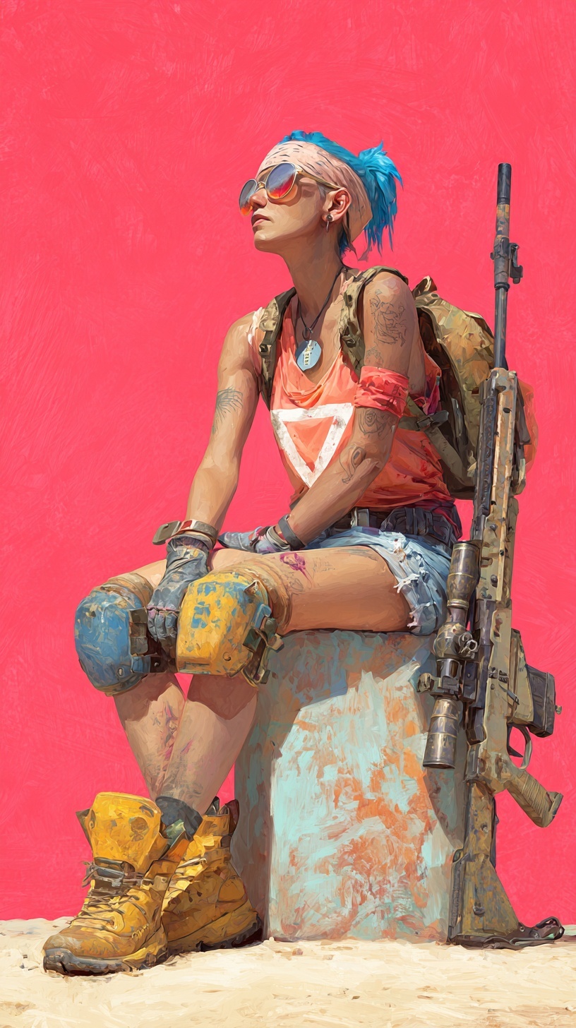 Пример генерации изображения в нейросети - Midjourney | Женщина с винтовкой